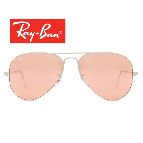 RayBan Aviator Pink Mirror Lenses Silver Frame RB3025 Women / Men New - Picture 8 of 14